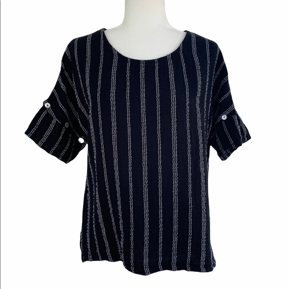 Peck & Peck Striped Thick Gauze Style Top